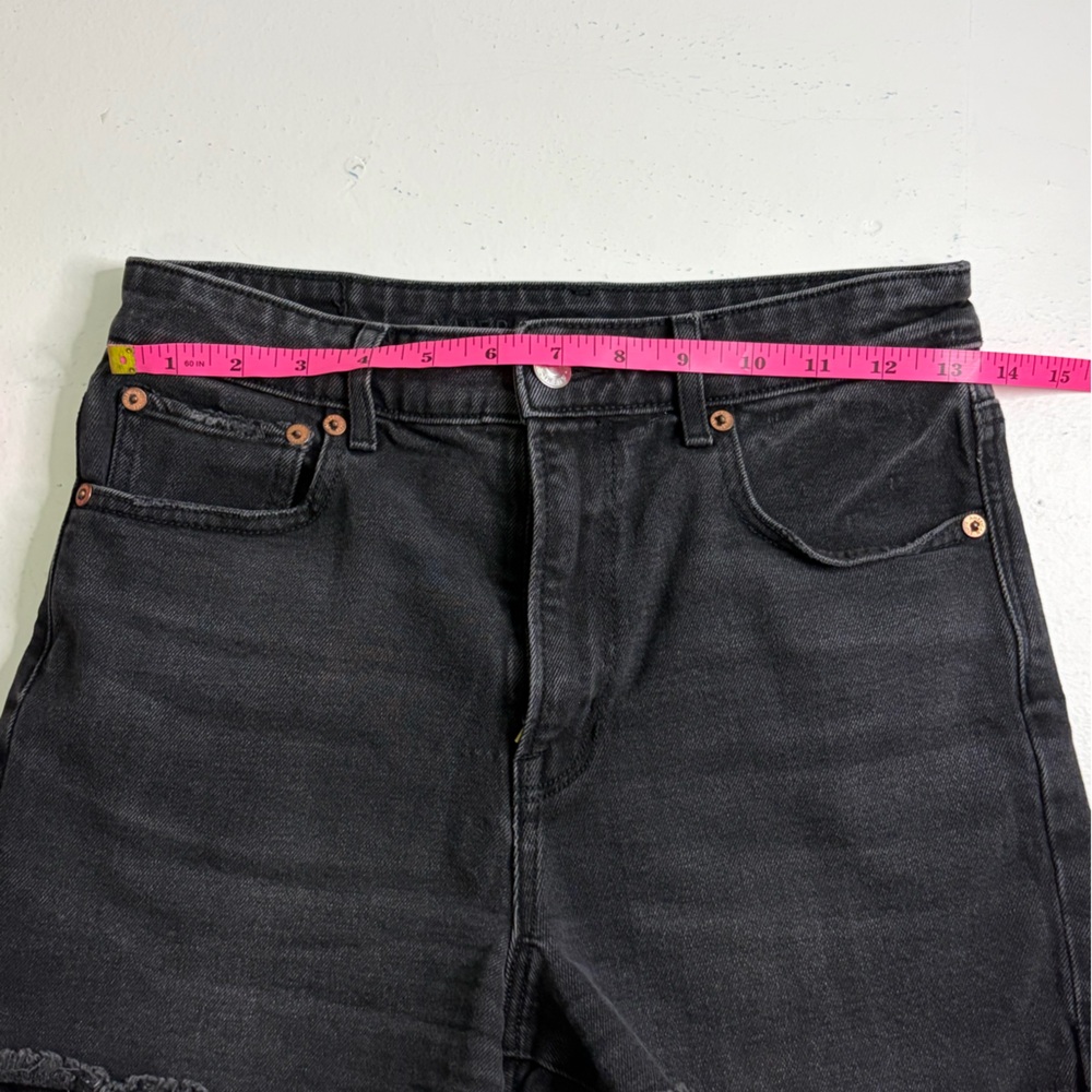 American Eagle Black Frayed Hem Jean Shorts size 2 - Picture 3 of 5